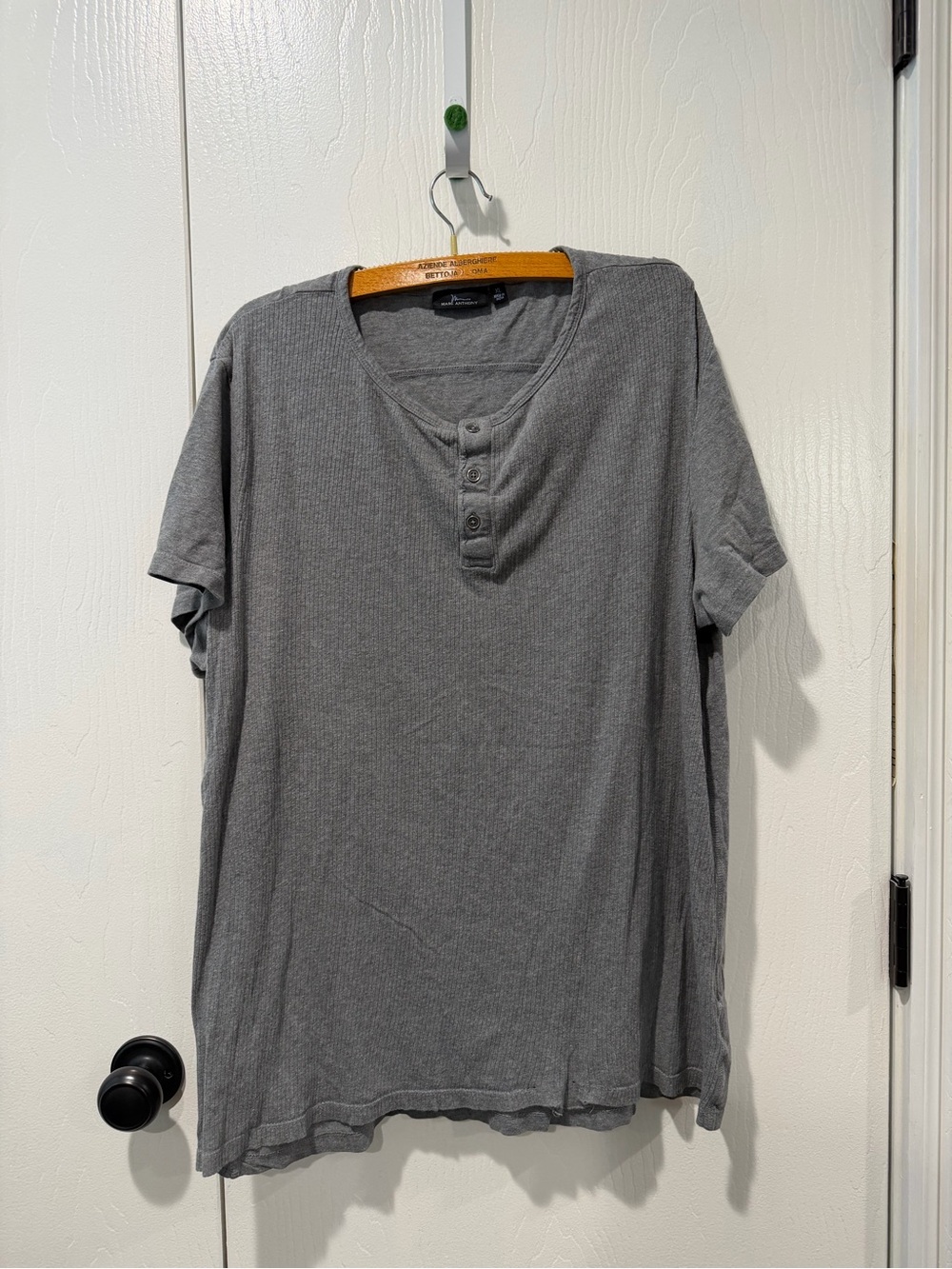 Marc Anthony Short Sleeve Henley Tee - Gray